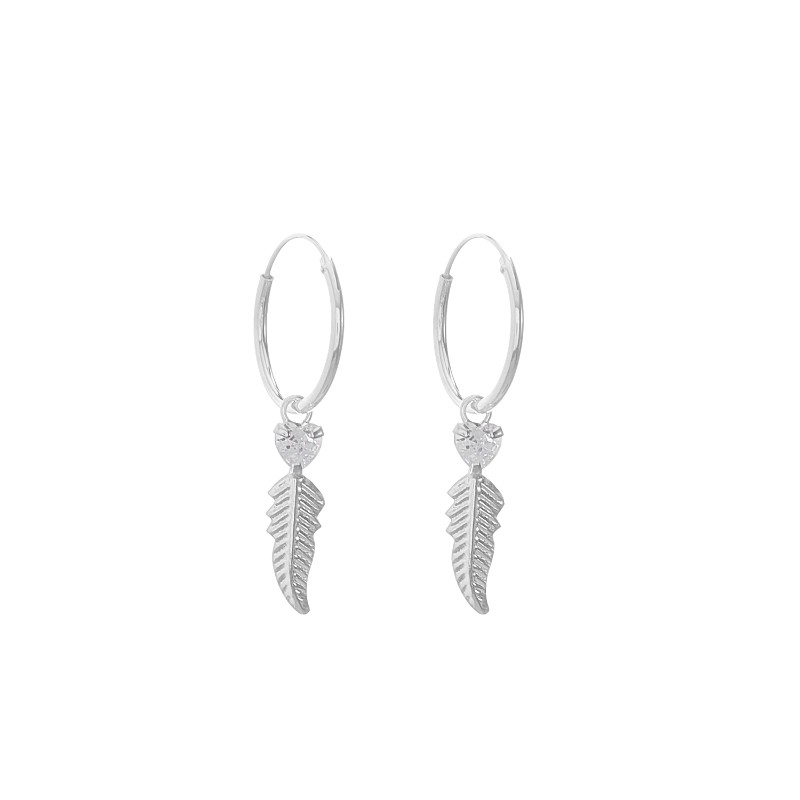 Argollas de Pluma y Corazón 1.2*14mm